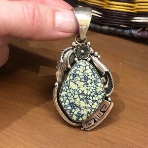 Spiderweb Pixie Turquoise Sterling Silver Navajo Handmade Pendant